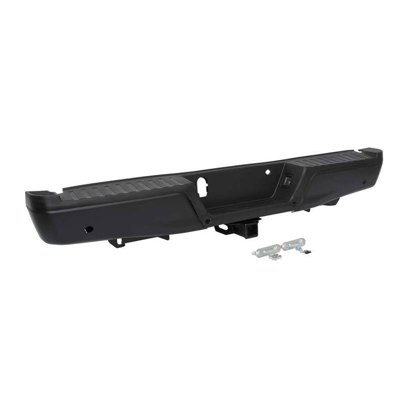 BLACK REAR BUMPER FOR FORD F-150 W/HEAVY DUTY TOW 2015-2020 ,W/SENSORS HOLES