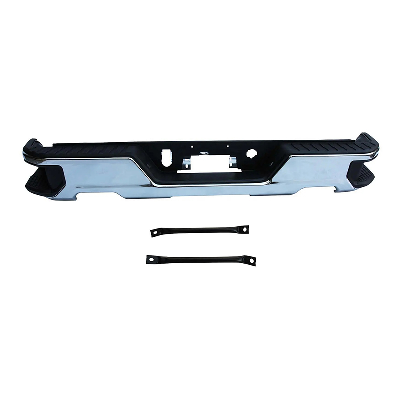 CHROME REAR BUMPER FOR CHEVY SILVERADO 1500 2019-2022 W/DUAL EXHAUST HOLE,W/O SENSOR HOLE