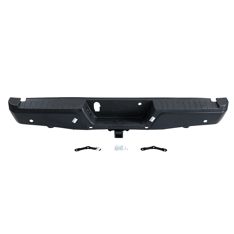 BLACK REAR BUMPER FOR FORD F-150 W/ MAX TOW 2015-2020 W/SENSORS HOLES