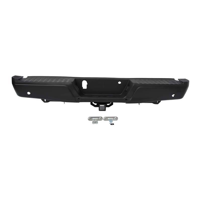 BLACK REAR BUMPER FOR FORD F-150 W/HEAVY DUTY TOW 2015-2020 ,W/SENSORS HOLES
